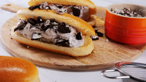 St Pierre Brioche Cookie & Cream Oreo Hot Dog Rolls recipe