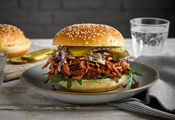 St Pierre Pulled Pork Burger With Sesame Seeds