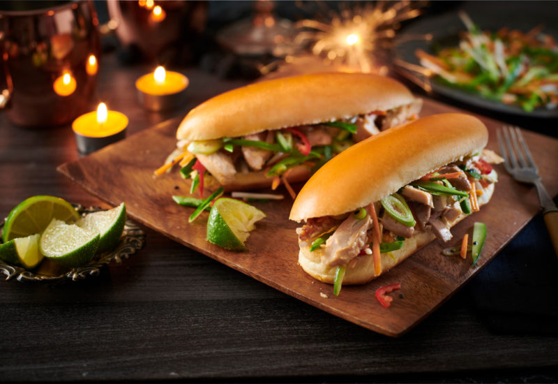 Soy And Sesame Chicken Rolls With Asian Slaw